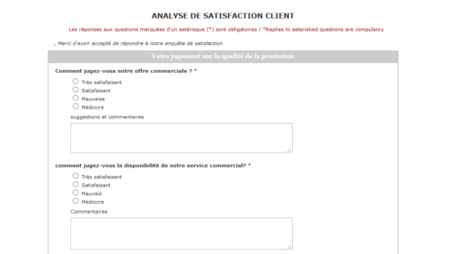 Enquetes en Ligne - Exemple enquete de satisfaction